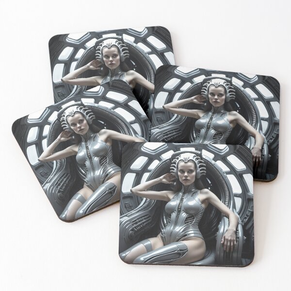 Item preview, Scifi H.R Giger inspired art of a woman attached to a cybernetic machine, cool cyberpunk art designed and sold by Vintage Designs +.