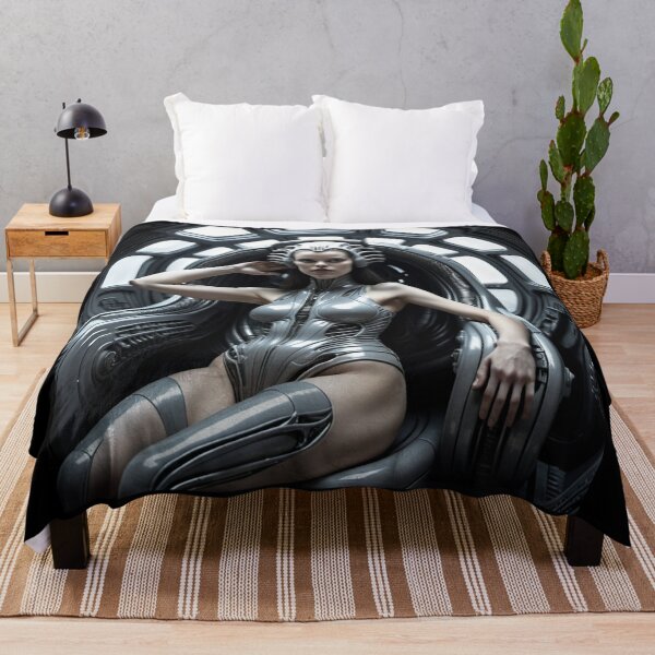 Item preview, Scifi H.R Giger inspired art of a woman attached to a cybernetic machine, cool cyberpunk art designed and sold by Vintage Designs +.