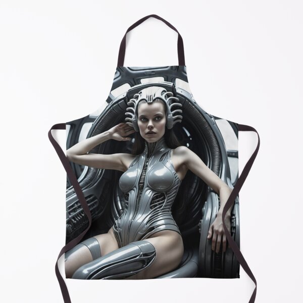 Item preview, Scifi H.R Giger inspired art of a woman attached to a cybernetic machine, cool cyberpunk art designed and sold by Vintage Designs +.