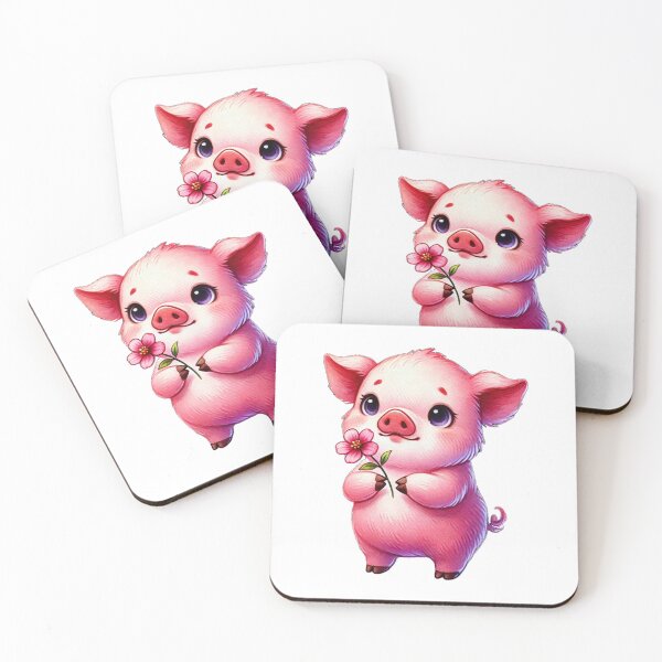 Item preview, Cute Pig Holding Pink Flower designed and sold by Little Care Studio.