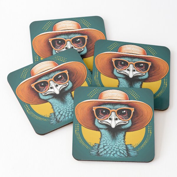 Item preview, Halftone Ostrich in Sun hat designed and sold by Boxing Kangaroo Retail Company.