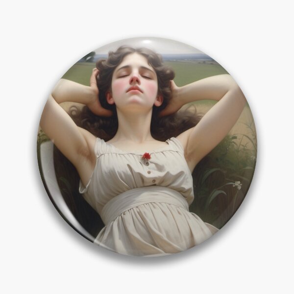 Item preview, Pretty girl reclining on a patch grass - after William-Adolphe Bouguereau French painter designed and sold by Vintage Designs +.