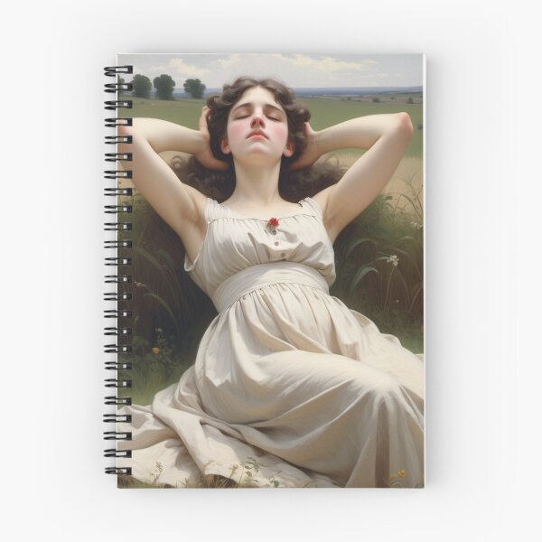 Item preview, Pretty girl reclining on a patch grass - after William-Adolphe Bouguereau French painter designed and sold by Vintage Designs +.