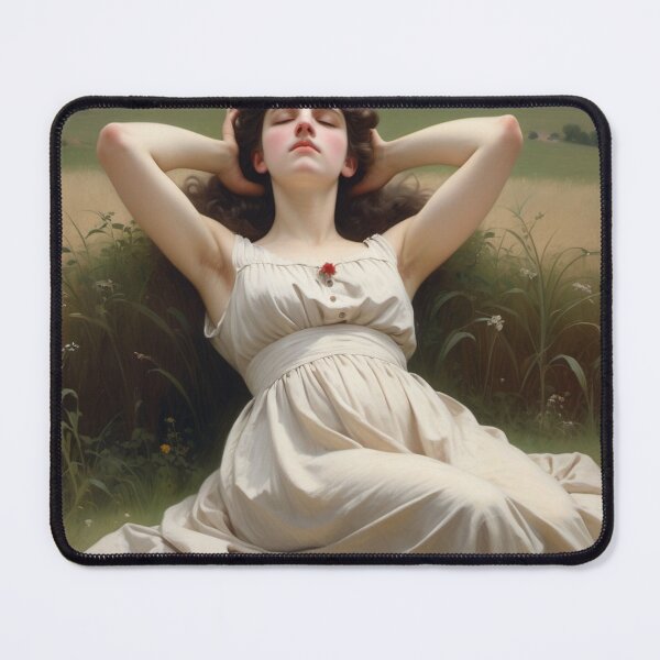 Item preview, Pretty girl reclining on a patch grass - after William-Adolphe Bouguereau French painter designed and sold by Vintage Designs +.