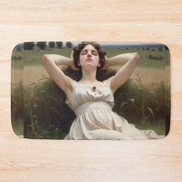Item preview, Pretty girl reclining on a patch grass - after William-Adolphe Bouguereau French painter designed and sold by Vintage Designs +.
