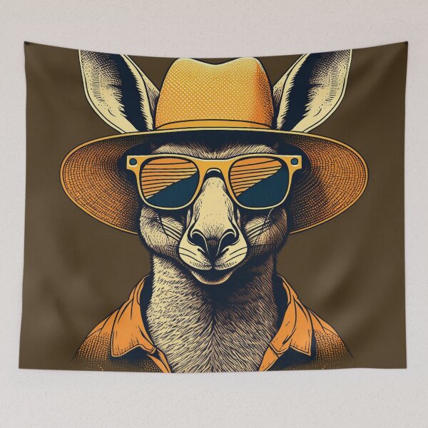 Item preview, Halftone Kangaroo in Sun hat designed and sold by Boxing Kangaroo Retail Company.