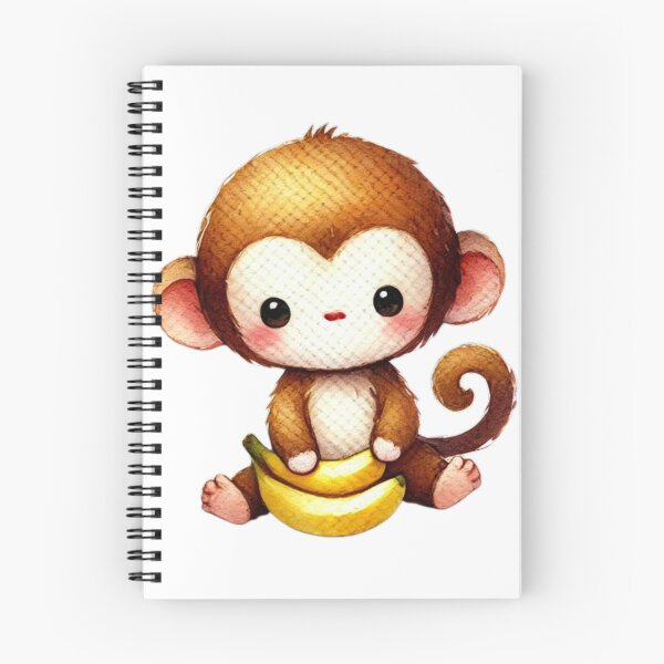 Item preview, Adorable Monkey Holding Banana Illustration designed and sold by Little Care Studio.