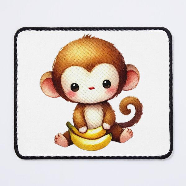 Item preview, Adorable Monkey Holding Banana Illustration designed and sold by Little Care Studio.