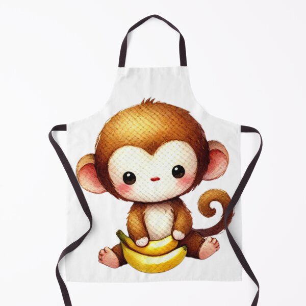 Item preview, Adorable Monkey Holding Banana Illustration designed and sold by Little Care Studio.