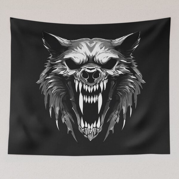 Item preview, "Ferocious Wolf Head with Bared Fangs – Intense Animal Art" designed and sold by MetalKrane.