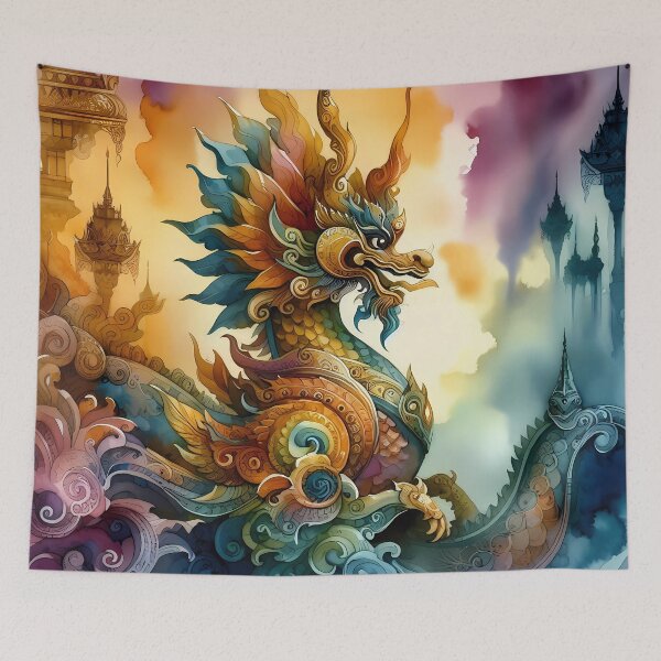 Item preview, Ornate Dragon Guarding a Mystical Temple designed and sold by Vitalka-uk.