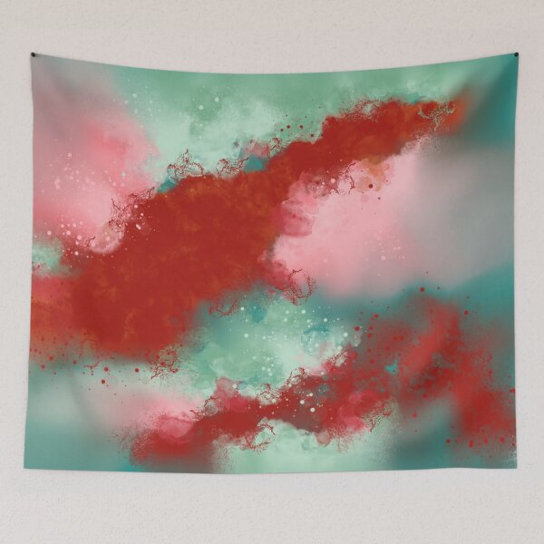 Item preview, El amor yace sangrando - Rojo, verde azulado, rosa, abstracto designed and sold by Joey Santiago.