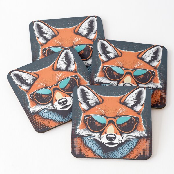 Item preview, Halftone fox in Sun glasses designed and sold by Boxing Kangaroo Retail Company.