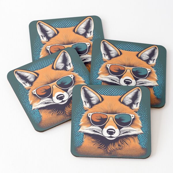 Item preview, Halftone fox in Sun glasses designed and sold by Boxing Kangaroo Retail Company.