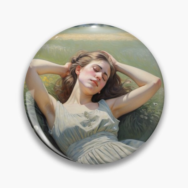 Item preview, Pretty girl reclining on a patch grass - after William-Adolphe Bouguereau French painter designed and sold by Vintage Designs +.