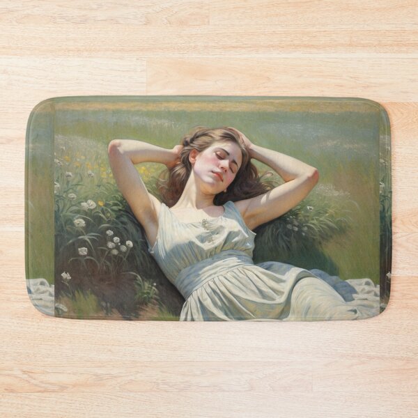 Item preview, Pretty girl reclining on a patch grass - after William-Adolphe Bouguereau French painter designed and sold by Vintage Designs +.