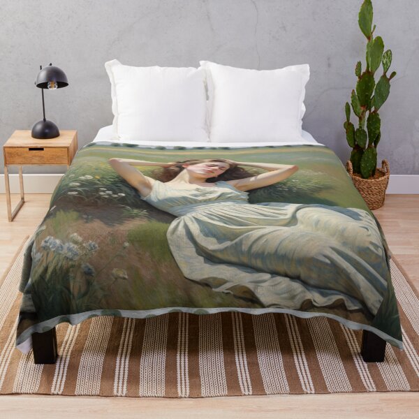Item preview, Pretty girl reclining on a patch grass - after William-Adolphe Bouguereau French painter designed and sold by Vintage Designs +.