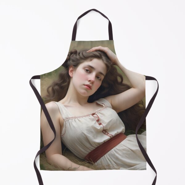 Item preview, Pretty girl reclining on a patch grass - after William-Adolphe Bouguereau French painter designed and sold by Vintage Designs +.