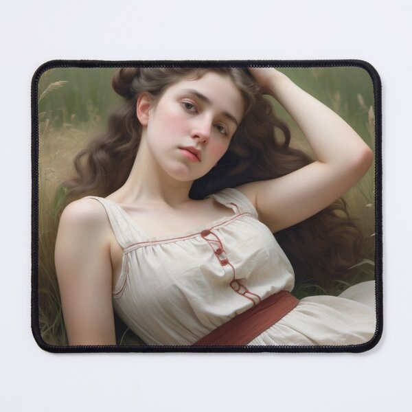 Item preview, Pretty girl reclining on a patch grass - after William-Adolphe Bouguereau French painter designed and sold by Vintage Designs +.
