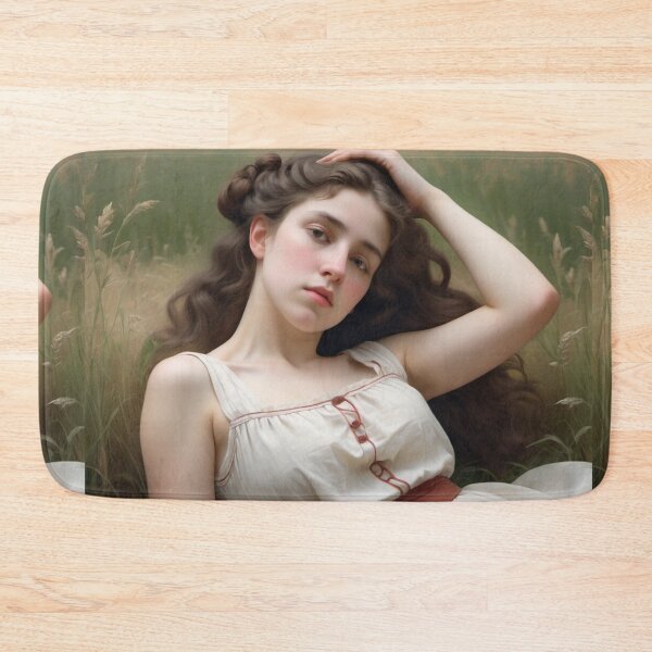 Item preview, Pretty girl reclining on a patch grass - after William-Adolphe Bouguereau French painter designed and sold by Vintage Designs +.