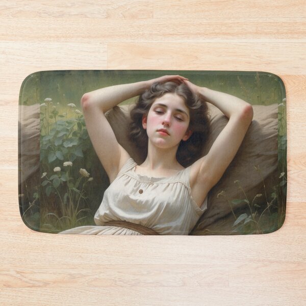 Item preview,  Pretty girl reclining on a patch grass - after William-Adolphe Bouguereau French painter designed and sold by Vintage Designs +.