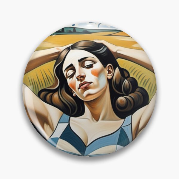 Artikelvorschau, Hübsches Mädchen auf einem Grasfleck liegend - kubistische Kunst nach Pablo Picasso entworfen und verkauft von Vintage Designs +.