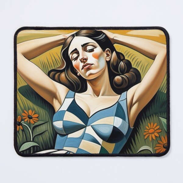 Item preview, Pretty girl reclining on a patch grass - cubist art after Pablo Picasso designed and sold by Vintage Designs +.