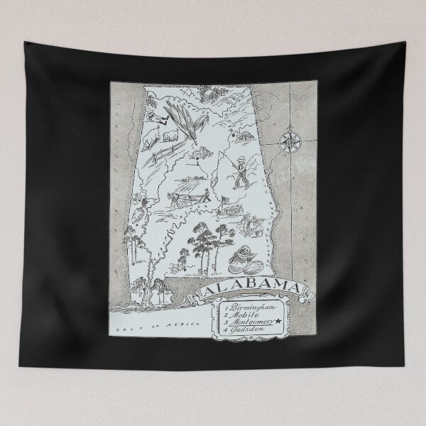 Item preview, Vintage Alabama Map designed and sold by flippinsg.