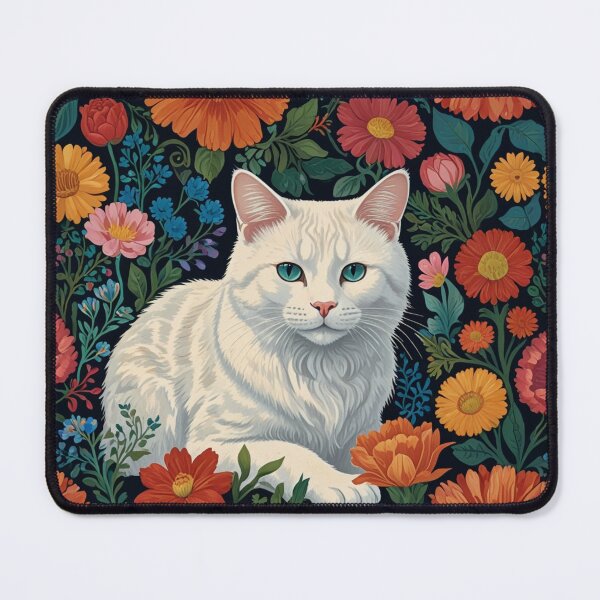 Item preview, Flower pattern with white cat designed and sold by Moreas.