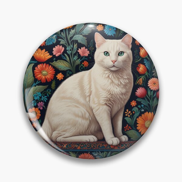 Artikelvorschau, Blumenmuster mit weißer Katze 2 entworfen und verkauft von Moreas.
