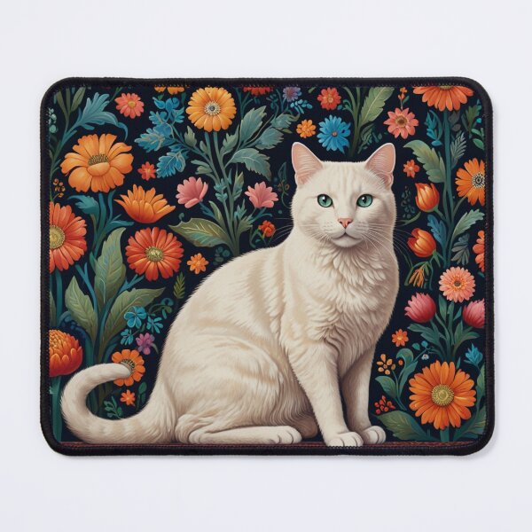 Item preview, Flower pattern with white cat 2 designed and sold by Moreas.