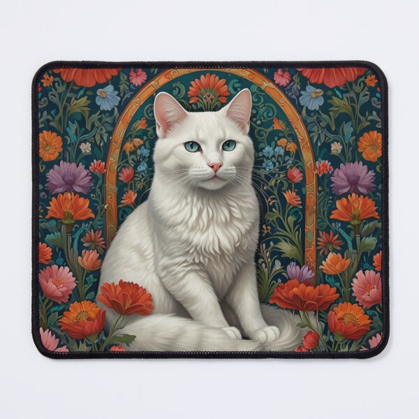 Item preview, Flower pattern with white cat 3 designed and sold by Moreas.