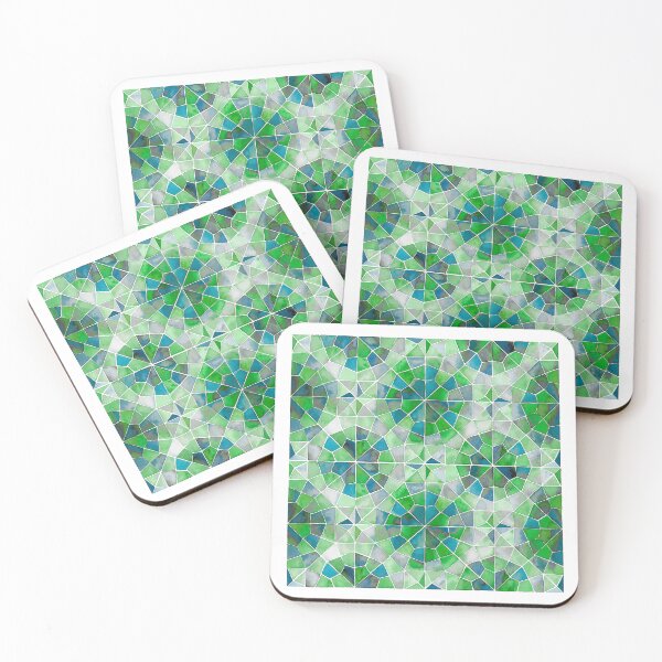 Item preview, Islamic geometry green and blue tones designed and sold by GinColorist.