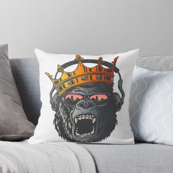 Artikelvorschau, Groovin‘ Gorilla King: Kronen- und Kopfhörer-Design, Royal Gorilla Vibes: König der Musik mit Krone und Kopfhörern entworfen und verkauft von MagicInk2000.