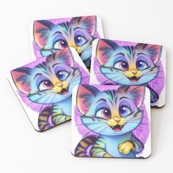 Item preview, Cute smiling kitty in colorful colors, happy cat. designed and sold by Cherry-Cat.