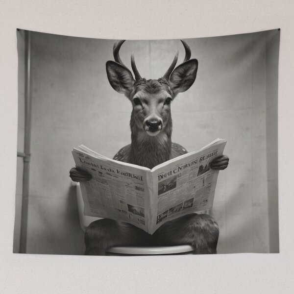 Item preview, Funny Deer Reading Newspaper Bathroom Art designed and sold by vk09.