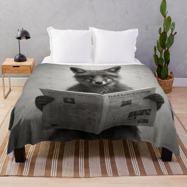 Item preview, Funny Fox Reading Newspaper Bathroom Art designed and sold by vk09.