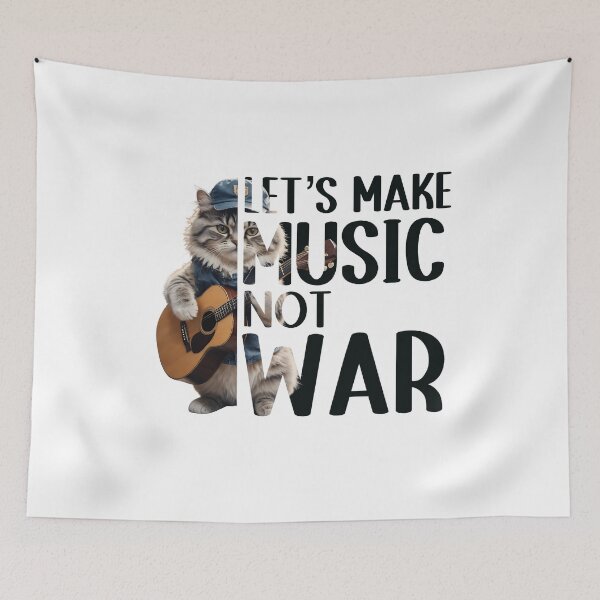 Item preview, Lets make music not war Cat gift Guitar Cute gift Unisex gift designed and sold by WHDProduction45.