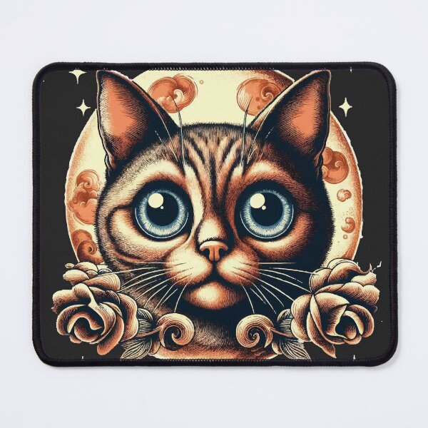 Item preview, beautiful cat head and full moon  designed and sold by e-milka.