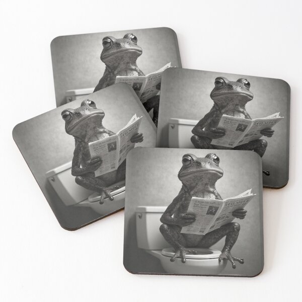 Item preview, Frog on Toilet Reading Newspaper – Funny Bathroom Art designed and sold by vk09.