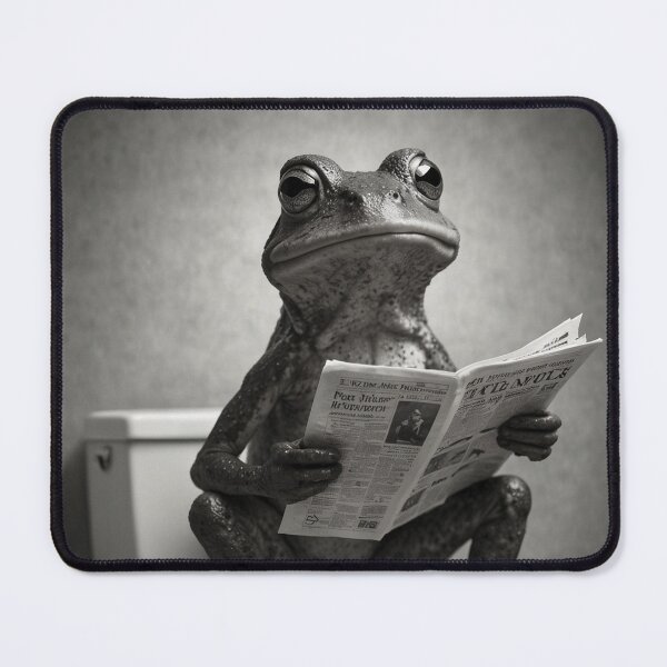 Item preview, Frog on Toilet Reading Newspaper – Funny Bathroom Art designed and sold by vk09.