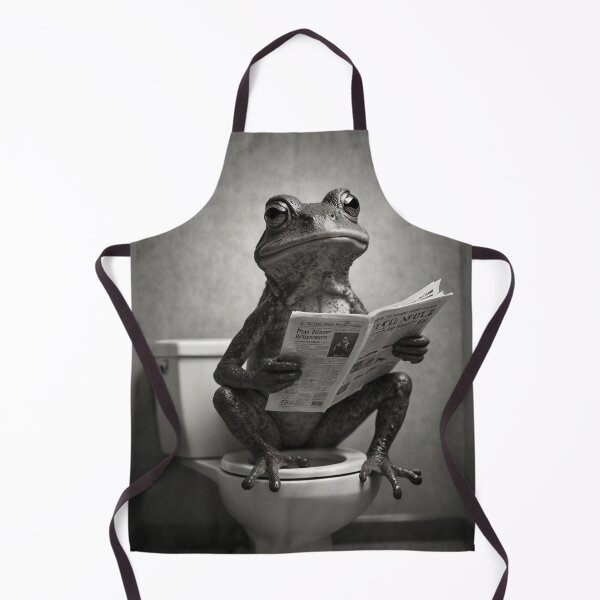 Item preview, Frog on Toilet Reading Newspaper – Funny Bathroom Art designed and sold by vk09.