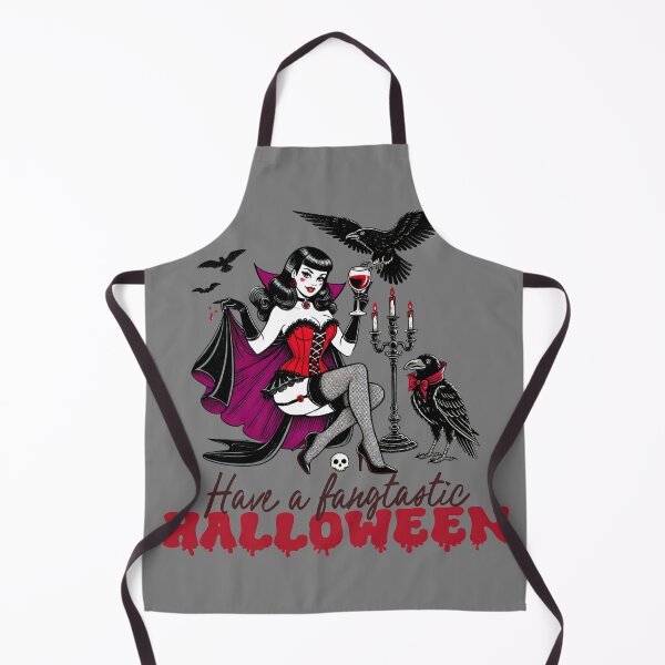 Item preview, Have a Fangtastic Halloween Vintage Pin Up designed and sold by HematiteDesign.