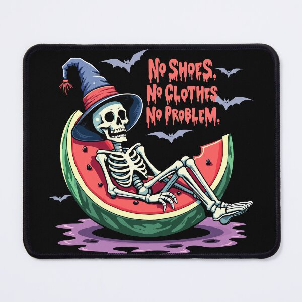 Item preview, No Shoes No Clothes No Problem Relaxing Skeleton Halloween designed and sold by Quirky Shirts.