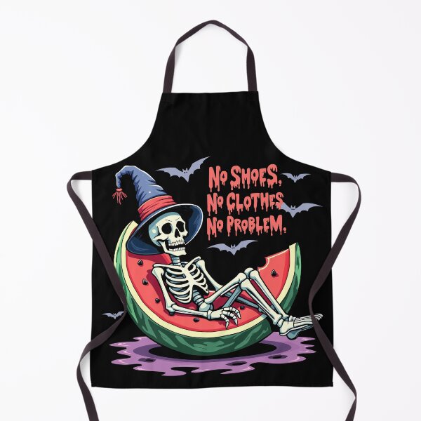 Item preview, No Shoes No Clothes No Problem Relaxing Skeleton Halloween designed and sold by Quirky Shirts.