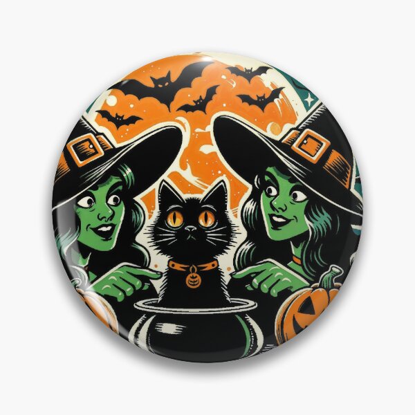 Aperçu de l'œuvre Sorcières enchanteresses avec chat noir et citrouilles - Ambiance Halloween créée et vendue par Anastasiia Lang.