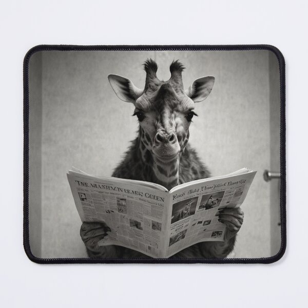 Item preview, Giraffe on Toilet Reading Newspaper – Funny Bathroom Art designed and sold by vk09.