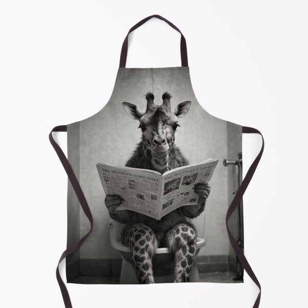 Item preview, Giraffe on Toilet Reading Newspaper – Funny Bathroom Art designed and sold by vk09.