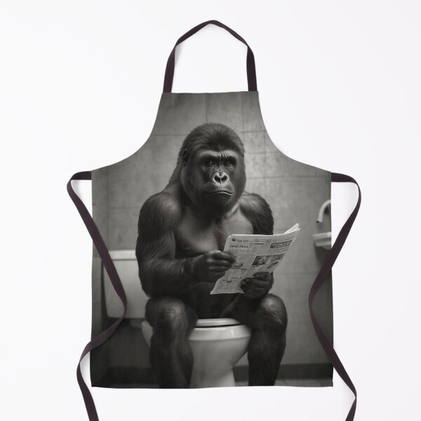 Artikelvorschau, Lesender Gorilla auf dem Thron – Lustige Badezimmerdekoration entworfen und verkauft von vk09.