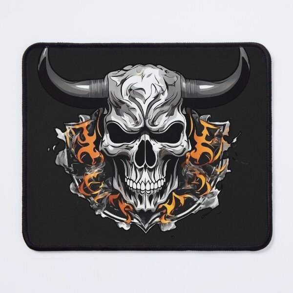 Item preview, "Flaming Bull Skull – Gothic Fire and Smoke Art Design" designed and sold by MetalKrane.